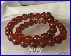 140 grams Vintage Natural Baltic Amber Necklace Honey Cognac Huge Round Beads