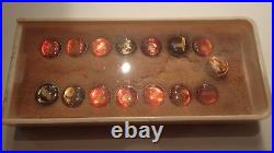 15 1950s/60s USSR Soviet Union Space Badges Pins Buttons Soyuz Sputnik with BOX C1