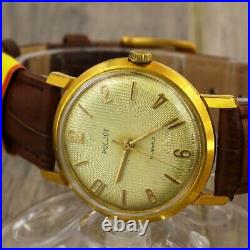 1950's RARE Poljot 2409 USSR Soviet men's gold plated AU20 wristwatch. EXPORT