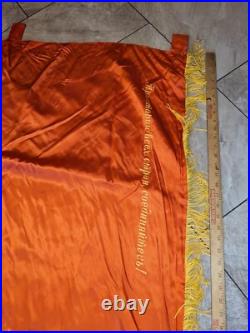 1970s RUSSIA USSR SOVIET UNION 2-SIDED SILK PROPAGANDA BANNER 68x41 LENIN BRIGHT