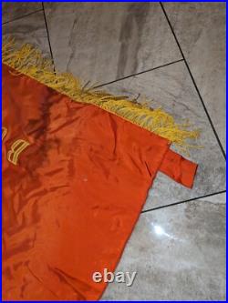 1970s RUSSIA USSR SOVIET UNION 2-SIDED SILK PROPAGANDA BANNER 68x41 LENIN BRIGHT