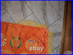 1970s RUSSIA USSR SOVIET UNION 2-SIDED SILK PROPAGANDA BANNER 68x41 LENIN BRIGHT