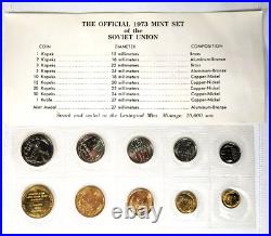 1973 RUSSIA USSR SOVIET UNION OFFICIAL LENINGRAD MINT PROOF LIKE SET (9) w COA 1973 RUSSIA USSR SOVIET UNION OFFICIAL LENINGRAD MINT PROOF LIKE SET (9) w COA