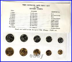 1973 RUSSIA USSR SOVIET UNION OFFICIAL LENINGRAD MINT PROOF LIKE SET (9) w COA