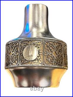 1980 Moscow Olympics USSR Souvenir Vase Silverplate Filigree Olympic Rings