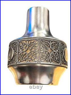 1980 Moscow Olympics USSR Souvenir Vase Silverplate Filigree Olympic Rings