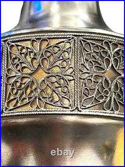 1980 Moscow Olympics USSR Souvenir Vase Silverplate Filigree Olympic Rings