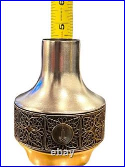 1980 Moscow Olympics USSR Souvenir Vase Silverplate Filigree Olympic Rings