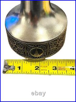 1980 Moscow Olympics USSR Souvenir Vase Silverplate Filigree Olympic Rings
