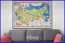 1980 Pictorial Propaganda Map of the Soviet Union USSR Decor Poster Print