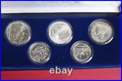 1980 Ussr Silver Proof 5 Coins Set