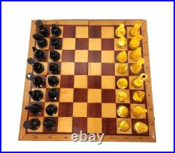 1980s Ambroid Plastic Chess Set Soviet Union USSR Faux Amber Marble WithBoard Case