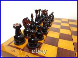 1980s Ambroid Plastic Chess Set Soviet Union USSR Faux Amber Marble WithBoard Case
