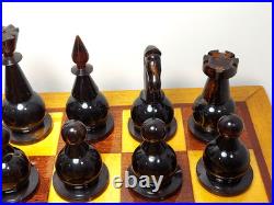 1980s Ambroid Plastic Chess Set Soviet Union USSR Faux Amber Marble WithBoard Case