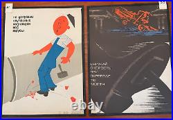 50 Rare Soviet Union era Work Safety Posters Pop Art Cubism original 1965 1973