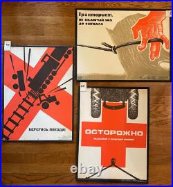 50 Rare Soviet Union era Work Safety Posters Pop Art Cubism original 1965 1973