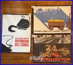 50 Rare Soviet Union era Work Safety Posters Pop Art Cubism original 1965 1973