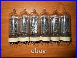 6 pcs IN-14 / -14 Nixie tubes for clock kit. Used, tested, all perfect