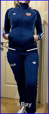 ADIDAS womens CCCP USSR vintage retro Soviet Union Olympics uniform track suit B