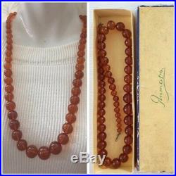 ANTIQUE Vintage BALTIC Amber NECKLACE beads USSR Soviet Union 58G (2,0 OZ)