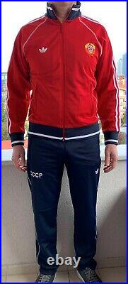 Adidas USSR CCCP vintage Soviet Union Russia track suit olympics uniform RED L