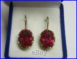 Amazing Vintage Soviet Earrings Sterling Silver 875 Ruby Stone Antique USSR