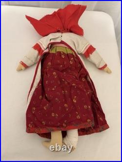 Anti. Vtg Russian Stockinette Doll USSR Soviet Union Basket Shoe Festive FLAW