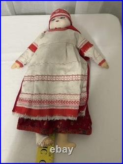 Anti. Vtg Russian Stockinette Doll USSR Soviet Union Basket Shoe Festive FLAW