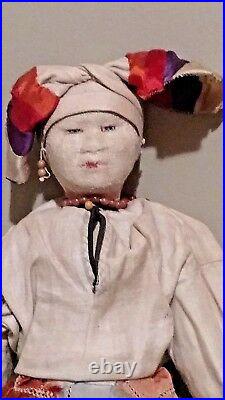 Antique 14 Mordwa Woman Stockinette Cloth Doll Made in Soviet Union, TAGGED