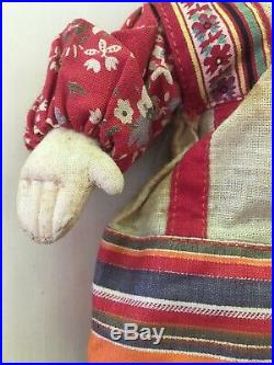 Antique Stockinette Cloth Doll Made in Soviet Union, Russian 10-1/2 Label 8097