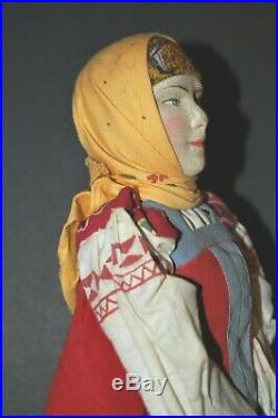 Antique Vintage Russian Stockinette Cloth Doll 15 Soviet Union USSR Smolensk