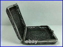 Antique cigarette case vintage Filigree silver plated Russia colections USSR set