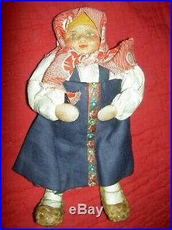 Antique, labeled8084 A VELIKORUSSKA Soviet Union stockinette Russian cloth doll
