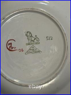 Antique rare soviet union plate yellow with flowers stamped C m arr'36 from 1936