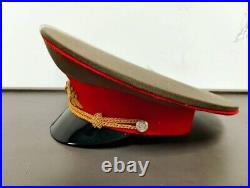 Authentic 1980-91 Soviet Union USSR Russian Army General Leather Visor Hat Cap