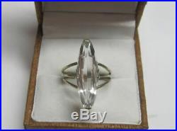Awesome Vintage Soviet Ring Sterling Silver 875 Rock Crystal Antique USSR Size 8