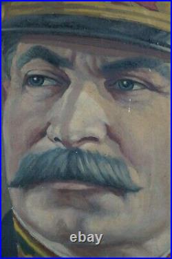 BIG Portrait Joseph STALIN 50s Oil Painting Leader Soviet Union Russia USSR