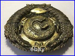 BRASS USSR BADGE with 15 Bands-Republics / Soviet Union Coat of Arms
