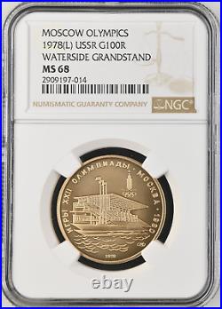 Best Price! 1978 L USSR 100 ROUBLES MOSCOW OLYMPICS Grandstand NGC MS 68