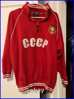 CCCP Quarter Zip Sweatshirt Moscow Souvenir Vintage Soviet Union Size L Red