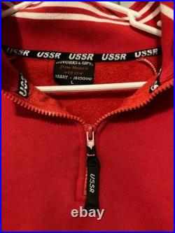 CCCP Quarter Zip Sweatshirt Moscow Souvenir Vintage Soviet Union Size L Red