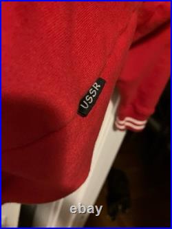 CCCP Quarter Zip Sweatshirt Moscow Souvenir Vintage Soviet Union Size L Red
