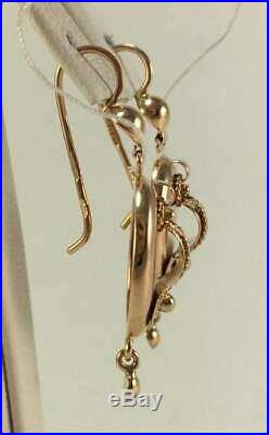 Chic Rare Vintage SAMOVARS Earrings USSR Soviet Russian Solid Rose Gold 583 14K