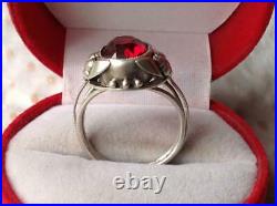 Chic Rare Vintage Soviet USSR Russian Antique Ring Sterling Silver 875 Size 10