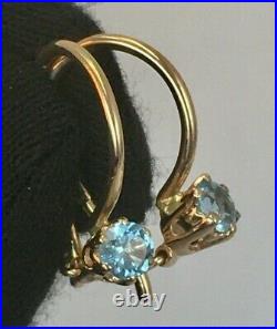Chic Vintage Original Soviet Rose Gold 583 14K Earrings With Natural Topaz USSR