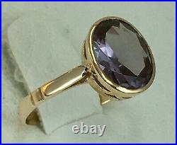 Chic Vintage Original Soviet Rose Gold 583 14K Ring With Alexandrite USSR (Lviv)