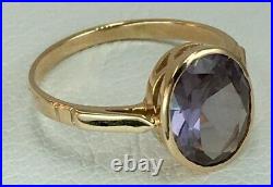 Chic Vintage Original Soviet Rose Gold 583 14K Ring With Alexandrite USSR (Lviv)