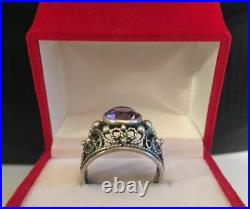 Chic Vintage Ring Sterling Silver 875 Alexandrite Stone Antique USSR Size 8