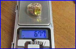 Chic Vintage Soviet Ring Sterling Silver 875 Citrine Stone Antique USSR Size 11