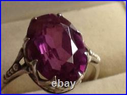 Chic Vintage Soviet USSR Antique Ring Sterling Silver 875 Alexandrite Size 8.5